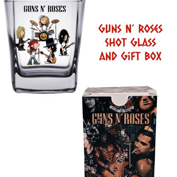 GUNS N ROSES/Peanuts Character Mashup Shot Glass w/ Matching Gift Boxes - Picture 1 of 6